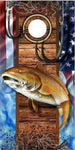 Red Fish Hooks American Flag Cornhole Boards
