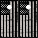 Gray Distressed American Flag Cornhole Boards