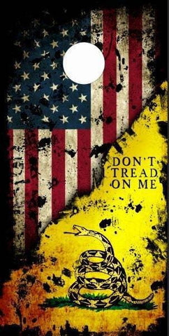 Dont Tread On Me Flag American Grunge Cornhole Boards