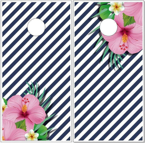 Flower Stripes Cornhole Boards
