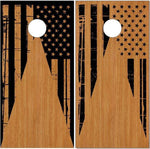 Distressed American Flag Wood Triangle Cornhole Boards