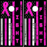 Breast Cancer Awareness Flag Pink Ribbon Cornhole Boards