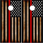 Burnt Wood Thin Red Line Cornhole Boards