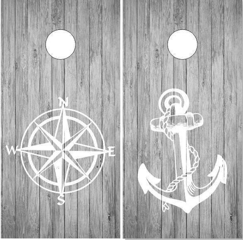 Nautical Anchor Compass Cornhole Boards