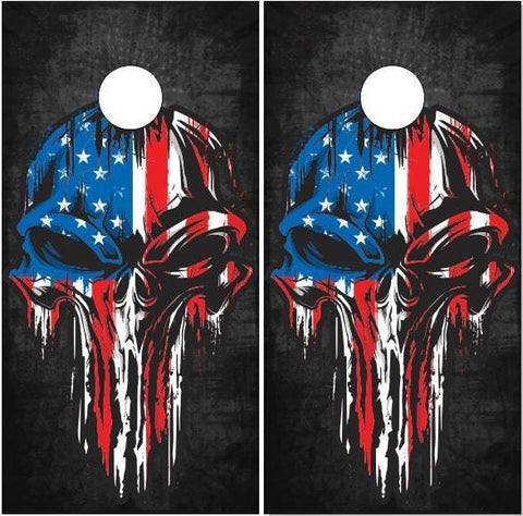 American Flag Punisher Skull Cornhole Boards