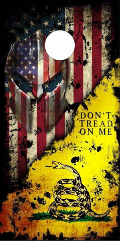 Dont Tread on Me Spartan Grunge Flag Cornhole Boards