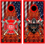 Firefighter American Flames Cornhole Boards