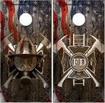 Firefighter Ghost Cross Mask Flag Wood Cornhole Boards LAMINATED  or NON LAMINATED