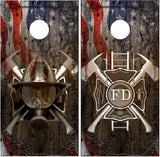 Firefighter Ghost Cross Mask Flag Wood Cornhole Boards LAMINATED  or NON LAMINATED