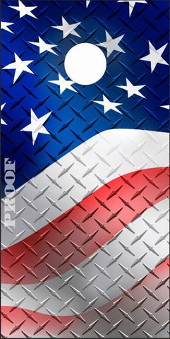 American Flag Diamond Plate Cornhole Boards